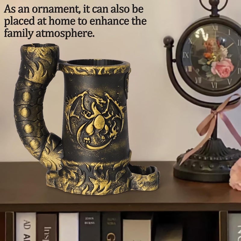 Luazuri Store Mug Dice Tower - Dice Rolling Tower,(7PCS D20 Dice Set Included) for DND Gift and Dungeons and Dragon, Tabletop Games, Drink Holder, Tavern Style Board Game Roller (Gold) - Image 5